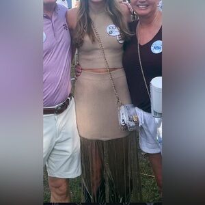 Triple Threads Boutique Fringe Top & Skirt Set